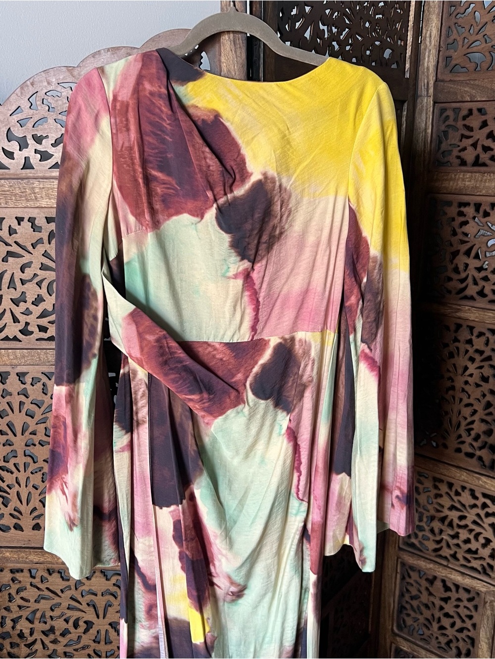 ASOS Yellow, Green, Burgundy & Pink Watercolor Maxi Dress - Picture 2 of 10